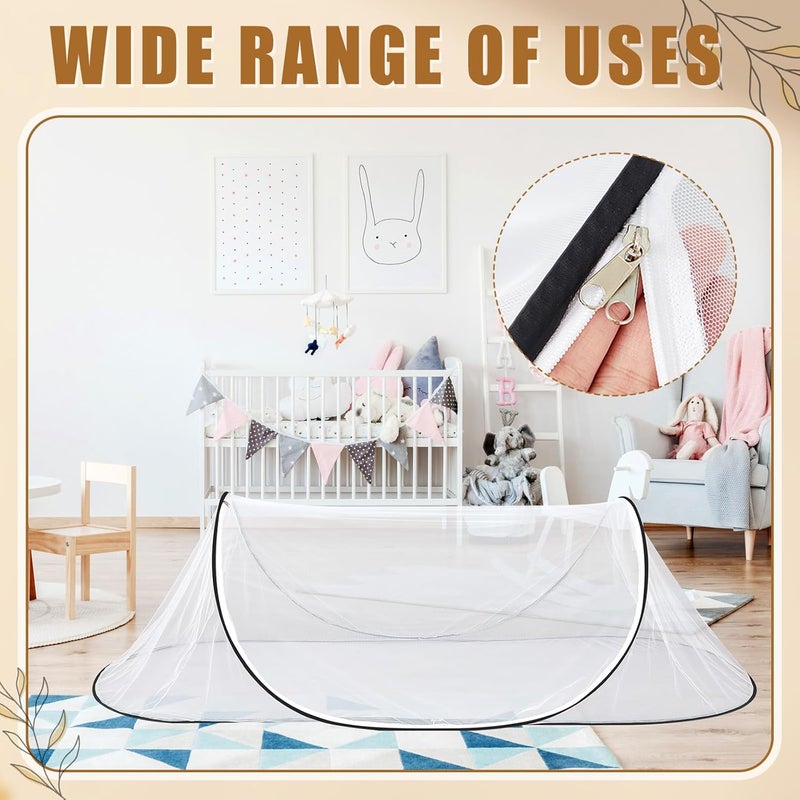 Vincreem 2 Pcs Large Pop up Mosquito Tent Portable Foldable Mosquito Bug Net for Bed Camping Travel Patio Outdoor 78 * 31 * 22 Inch Bug Netting Mesh Tent Canopy for Adults Baby Bedroom - Image 4